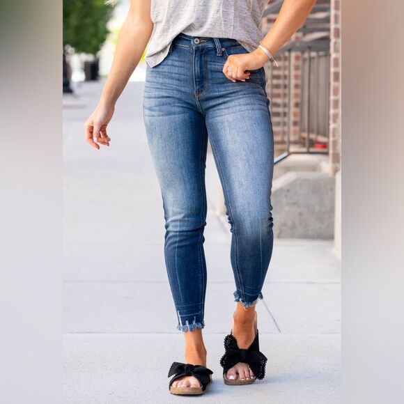 KanCan | Sophia High Rise Ankle Skinny Raw Hem Stretch Denim Jeans 0 / 23 - Picture 4 of 12